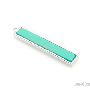 Türkis Bar Anhänger in Rhodium / 6.3mm x 34.5mm / STQS104-P (1Stück)