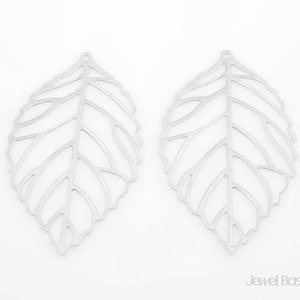 2pcs - Large Vein leaf Pendant in Matte Rhodium / leaf pendant / large pendant / 25mm x 45mm / BMS011-P3 (2pcs) - Large Version