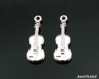 Violin Pendant in Rhodium / 8.0mm x 24.0mm / BS308-P (2pcs)