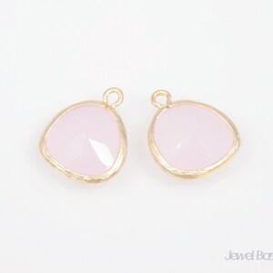 2pcs - Ice Pink Color and Matted Gold Framed Glass Pendant / ice pink / pink / 16k gold plated / glass / 13x16mm / SPKMG001-P
