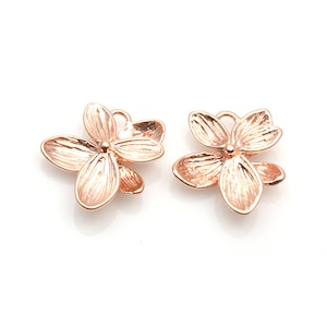 2pcs - Orchid Flower Leaf Charm in Matte Rose Gold / flower pendant / rose gold pendant / brass / 17mm x 15mm / BMRG463-P