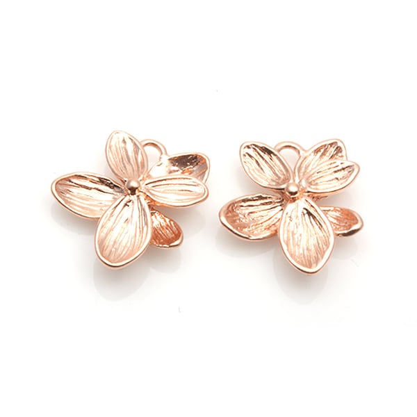 2pcs - Orchid Flower Leaf Charm in Matte Rose Gold / flower pendant / rose gold pendant / brass / 17mm x 15mm / BMRG463-P