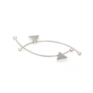 2 Stück - Seil texturierte gebogene Stab-Verbinder mit dreieckiger Perle in polnisch Rhodium / rhodiniert / Verbinder / Anhänger / 43mm, 7 x 6mm /BS413-C