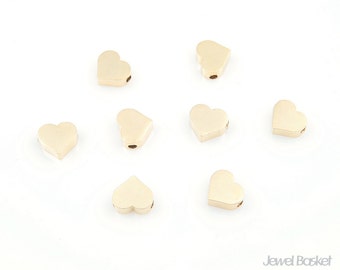 8pcs - Metallic Heart Bead in Matte Gold Heart / 16k plated gold / gold charm / charm / heart charm / brass / 6mm x 7mm / PMG002-B