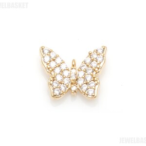 Cubic Butterfly Pendant in Gold / 18k gold plated / butterfly pendant / cubic zirconia / cubic pendant / 12mm x 11mm /BG489-P