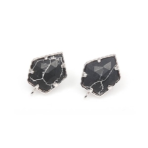 2pcs - Black Turquoise Pentagon Earrings in Gold / 11.0mm x 15.0mm / SBQS100-E (2pcs)