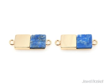 Rechthoekige Lapis-bedel in goud / 19,0 mm x 7,0 mm / SLLG108-P (2 stuks)