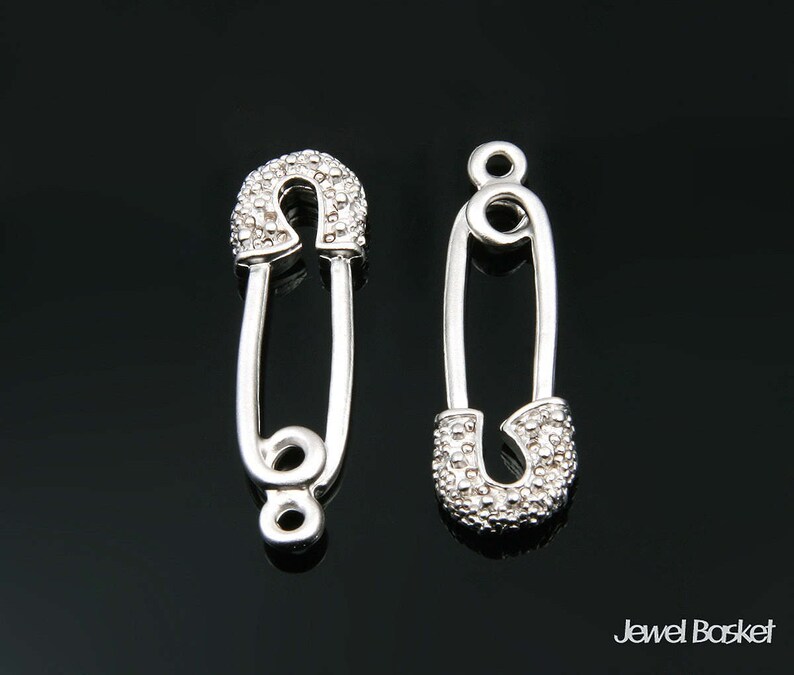Safety Pin Charm in Matte Rhodium 4pcs of Safety Pin / 9.0mm Etsy