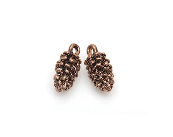 2pcs - Pinecone Charm in Antique Rose Gold / cone charm / cone pendant / pinecone pendant / rose gold plated / 8mm x 16mm / BARG364-P2