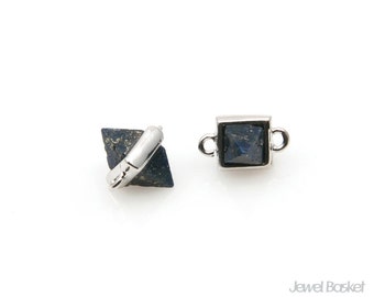 お歳暮 人気 オシャレ Charm Gemstone Lapis in SLLS094-P / 9.0mm X 9.5mm / Rhodium アクセサリー