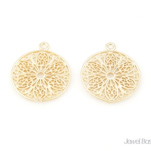 Flower in Circle Pendant 2pcs / 15mm / BMG046-C image 3