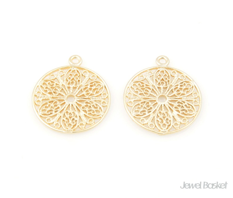 Flower in Circle Pendant 2pcs / 15mm / BMG046-C image 3