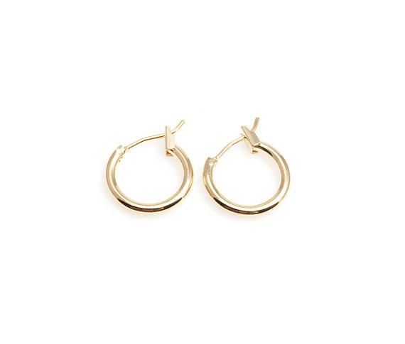 Philip Jones Orecchini Huggie Cerchio Placcati Oro - 12mm, Ipoallergenici, Finitura Lucida, Gioielli Donna In Confezione Regalo