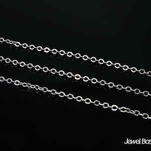 Cadena plana para collar o pulsera en rodio - 245SF / 1,9 mm x 2,6 mm / 3 metros (9,84 pies) / collar de rodio / CORH002-CH