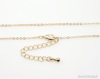 18&quot; Gold Plated Chain with Extension - 235SF (1.6mm x 2mm) / 18 inch (45cm) / COG004-CH (5pcs)