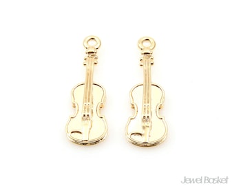 Violin Pendant in Gold / 8.0mm x 24.0mm / BG308-P (2pcs)