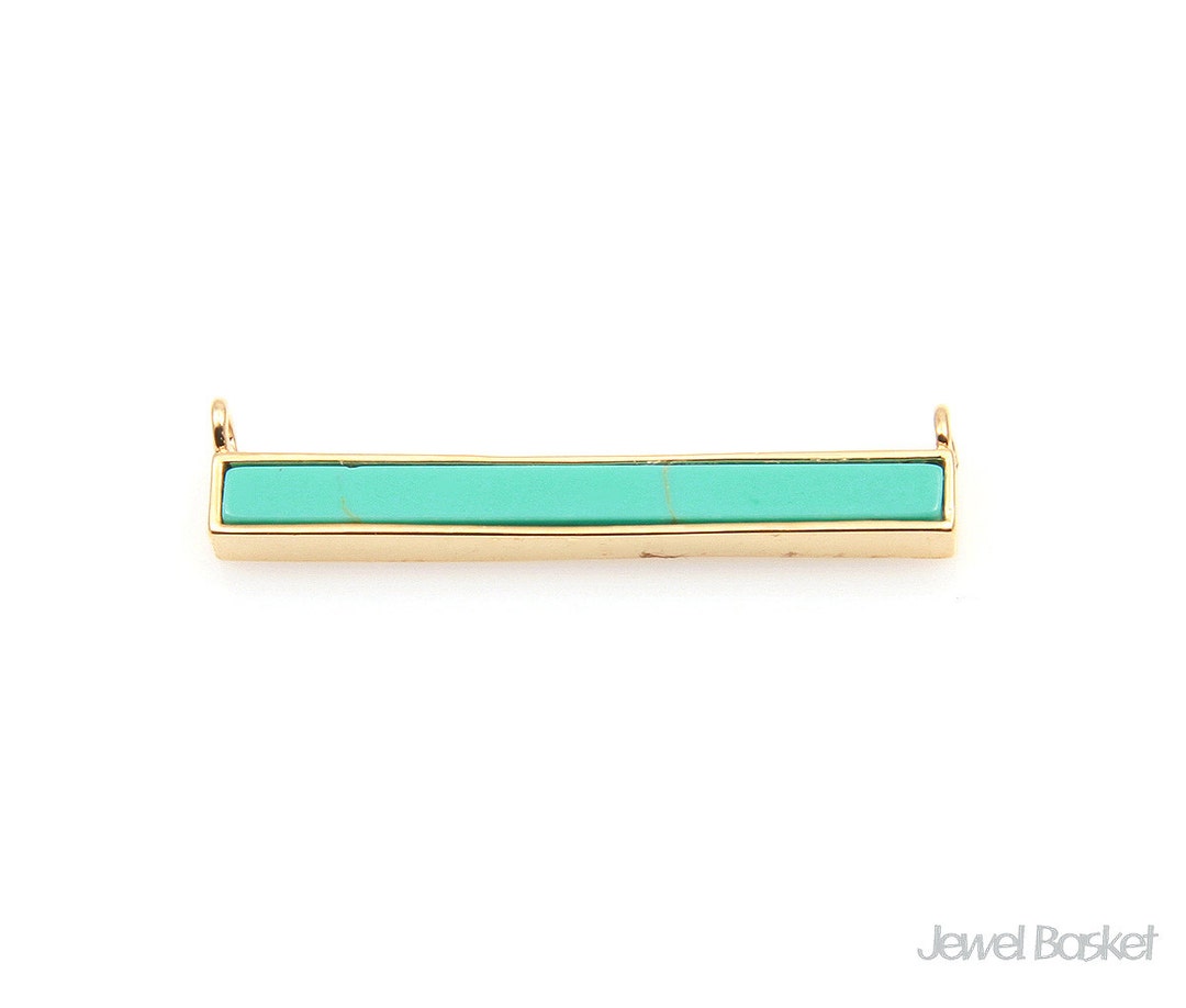 Thin Turquoise Bar Pendant in Gold Thin Bar Version / 30.0mm - Etsy