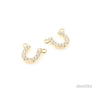 1pcs Cubic Zirconia Horseshoe in Gold / horse / horse hoof / horse shoe / hoof / cubic / 16k gold plated /8.7mm x 10.5mm / CG059-P image 2