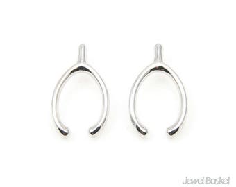 2pcs - Wishbone Pendant in Shiny Rhodium / 11.5mm x 20.5mm / BS354-P