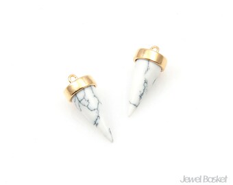 Howlith Kegel Charm in Gold / 6.0mm x 15.0mm / SWQG116-P ( 2 Stück)