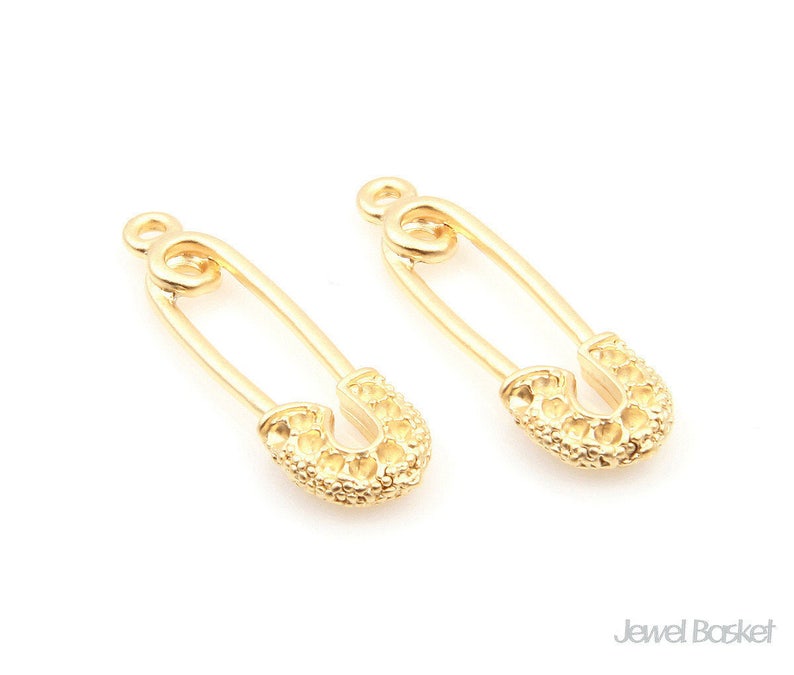 Safety Pin Charm in Matte Rhodium 4pcs of Safety Pin / 9.0mm Etsy
