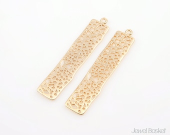 Rectangle Mesh Bar in Matt Gold - 2pcs Small Rectangular Net Pendant / 8mm x 38mm / BMG183-P (Small Version)