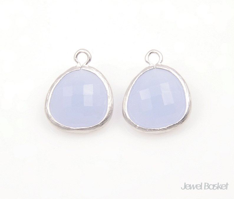 MARKDOWN Alice Blue Color and Matted Silver Framed Glass Pendant 2pcs Alice Blue color Pendant / 13x16mm / SABMS001-P image 4
