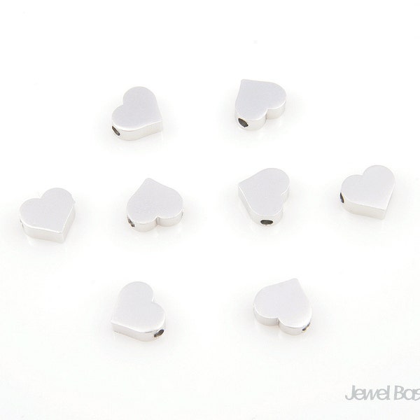 Metallic Heart Bead - Matte Rhodium Heart Beads / 6mm x 7mm / PMS002-B (8pcs)