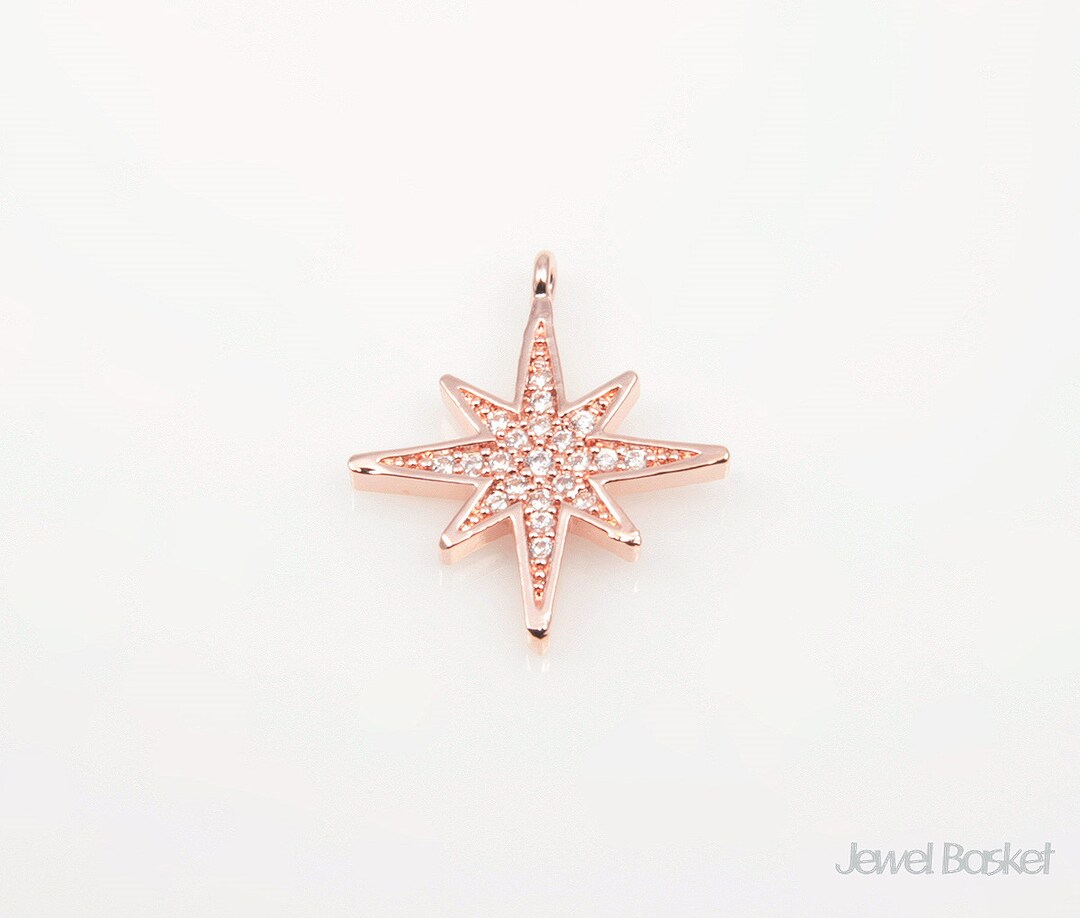 Rose Gold Cubic Star - 1 Piece of Rose Gold Star / 15mm X 18mm / CRG043 ...