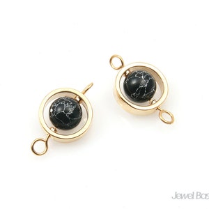 Black Turquoise Ball Connector in Gold / 10.0mm x 16.0mm / SBQG115-P (2pcs)