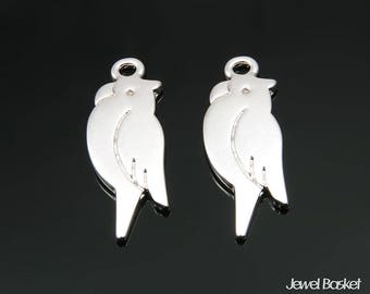 Parrot Pendant in Matte Rhodium / 9.5mm x 24.5mm / BMS349-P (4pcs)