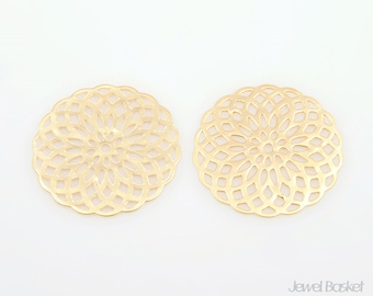 4pcs - Geometrie hanger in mat goud / 16k verguld / ronde hanger / sieraden hanger / metalen hanger / 24mm / BMG166-P - groot formaat