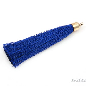 Navy Thread Tassel with Gold cap - Large / 8mm x 84.5mm / ENVG009-T (2pcs)