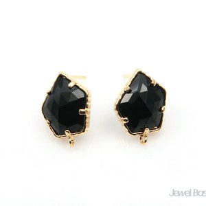 Black Onyx Pentagon Earrings in Gold / 11.0mm x 15.0mm / SBOG100-E (2pcs)