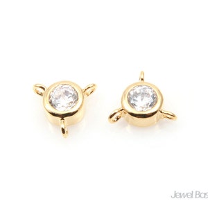 3 Ösen Cubic Zirconia Verbinder in Gold / 7.5 mm / CY058-C (4 Stück)