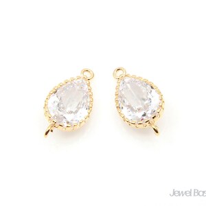 Teardrop Cubic Zirconia Pendant in Gold - Medium Size (2 loops) / 10mm x 18.5mm / CG037-P2 (2pcs)