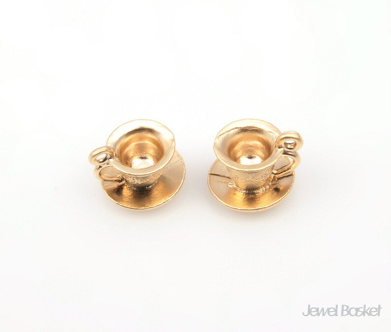 Coffee Cup Charm in Matte Gold / 9.5mm x 10.0mm / BMG192P Etsy