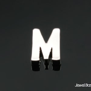 真鍮ビーズ マットロジウム 大文字アルファベット - M (2個) - 4.8 mm x 7 mm / アルファベット / イニシャル / 文字 / スクリプト / BMS136-M