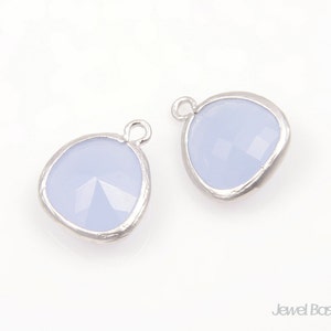 MARKDOWN Alice Blue Color and Matted Silver Framed Glass Pendant 2pcs Alice Blue color Pendant / 13x16mm / SABMS001-P image 3