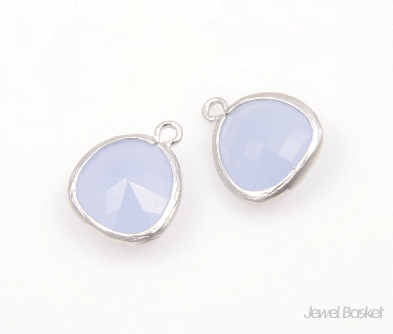 MARKDOWN Alice Blue Color and Matted Silver Framed Glass Pendant 2pcs Alice Blue color Pendant / 13x16mm / SABMS001-P image 3