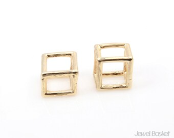 Rectangular Box in Matte Gold / 11.5mm x 9.0mm / BMG206-P (2pcs)