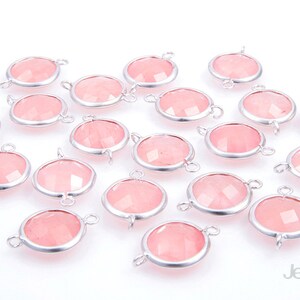 2pcs Ice Pink Color and Matted Silver Framed Round Connector - Etsy