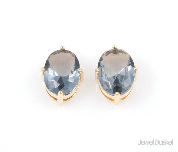 Charcoal Color and High Polished Gold Framed Oval Pendent / 9mm x 12mm / SCCG031-C (2pcs)