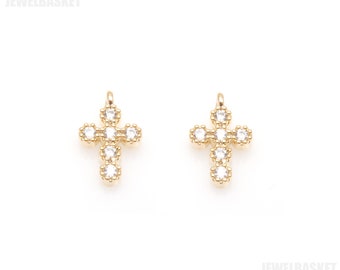 Small Cubic Cross Pendant in Gold / 18k gold plated / cubic charms / cubic zirconia / cubic pendant / cross charms / 7mm x 10mm /BG492-P