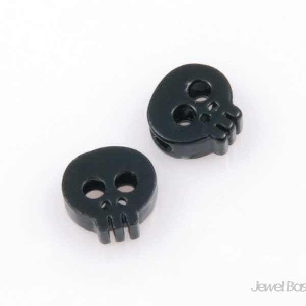 PB018-C (2pcs) / Tiny Skull Bead in Black / 6mm x 6mm