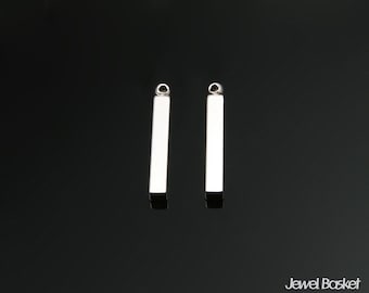 4pcs - Matte Rhodium Bar Pendant for Earrings - Small / 2mm x 15mm / BMS281-P