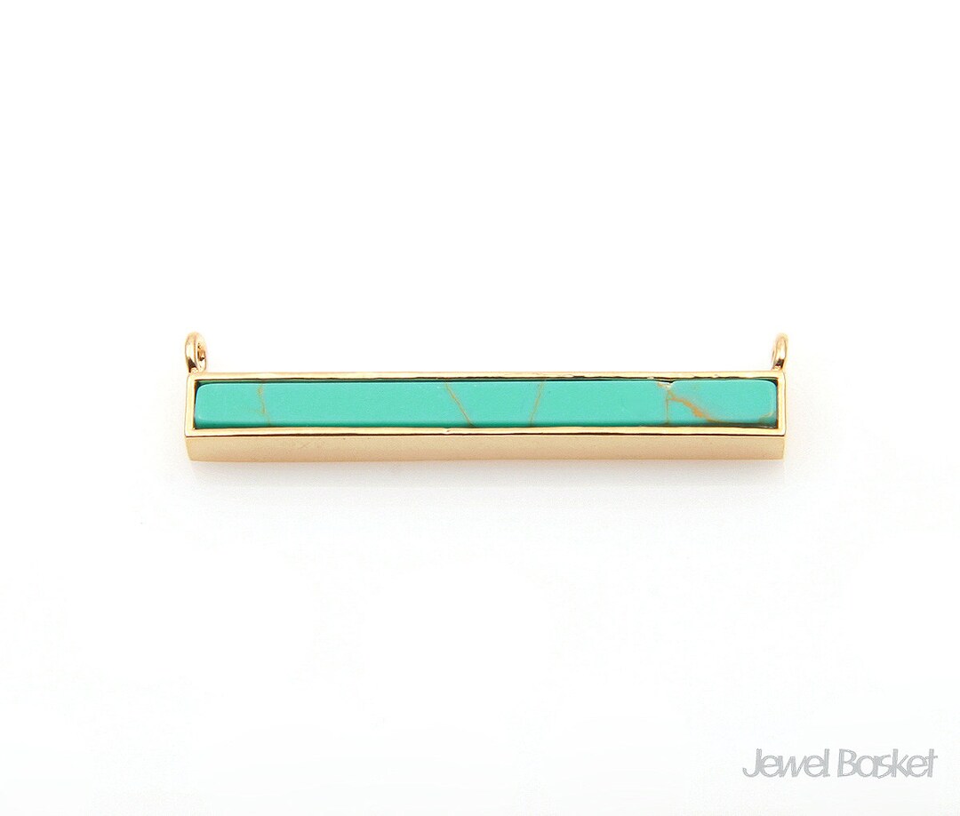 Turquoise Bar Pendant in Gold / 30.0mm X 7.0mm / STQG098-P 1piece - Etsy