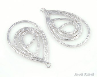 Teardrop in Teardrop Pendent for handmade jewelry - 2pcs / matte rhodium plated on the brass / BMS041-P