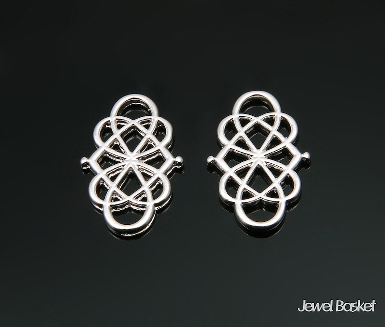 4pcs Lace Pendant in Matte Rhodium 20mm x 13mm BMS292-P