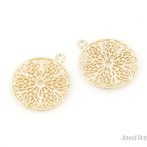 Flower in Circle Pendant 2pcs / 15mm / BMG046-C image 1